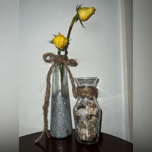 Custom made Table vase and Silver Glitter Flower Vase